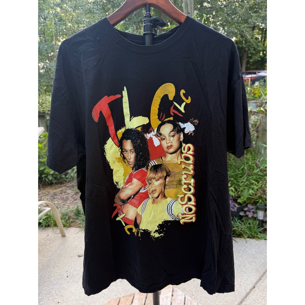 TLC No Scrubs Graphic T-Shirt Black 2XL 90s R&B Music Merch Cotton Tee
